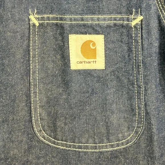 Carhartt Denim Chore Coat Vintage 80s Size 36 8C Union Made USA Jean Jacket - Picture 7 of 12